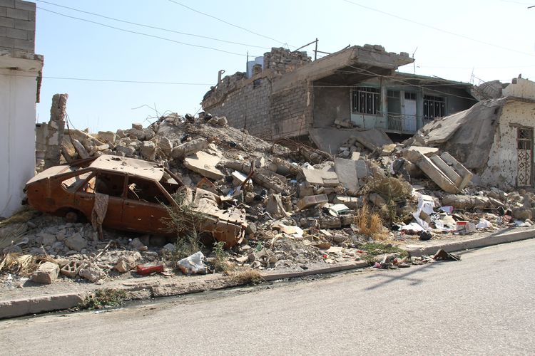 Zerstörte Häuser im Westen von Mosul (Irak) nach schweren Bombenangriffen 2019 