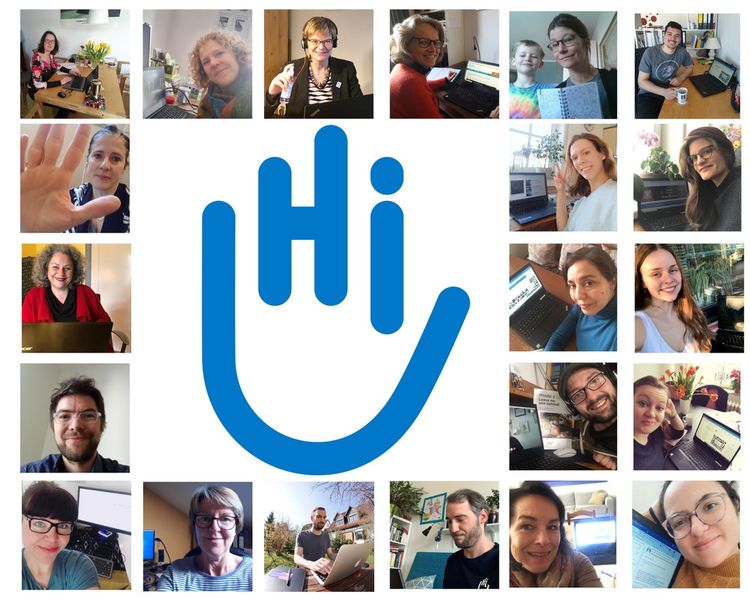 Collage von HI-Deutschland Mitarbeiter/-innen im Home Office