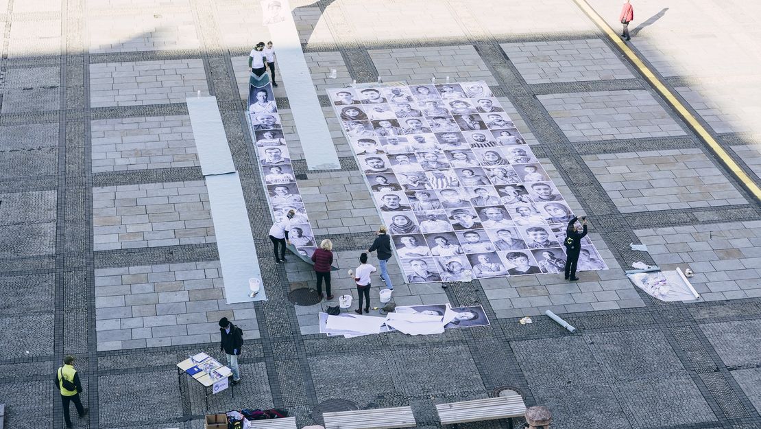  Aufbau der Streetart-Aktion in Berlin.