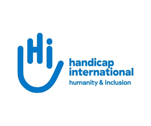 Logo von Handicap International - Humanity & Inclusion mit einer blauen Hand