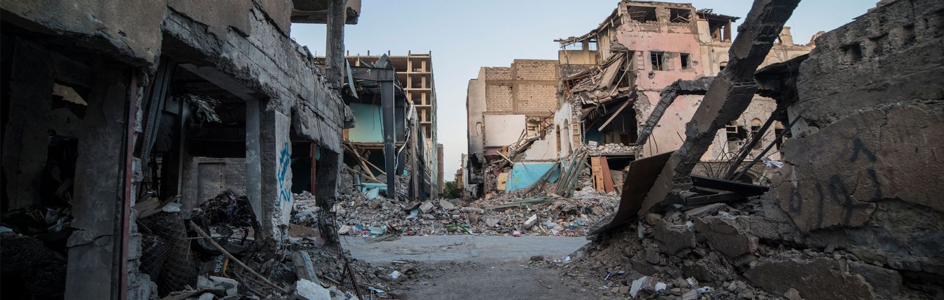Zerstörte Stadt im Jemen