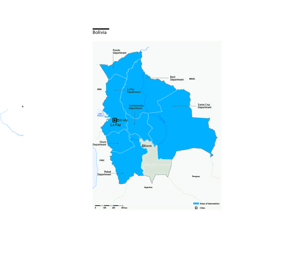 Karte des HI-Einsatzes in Bolivien