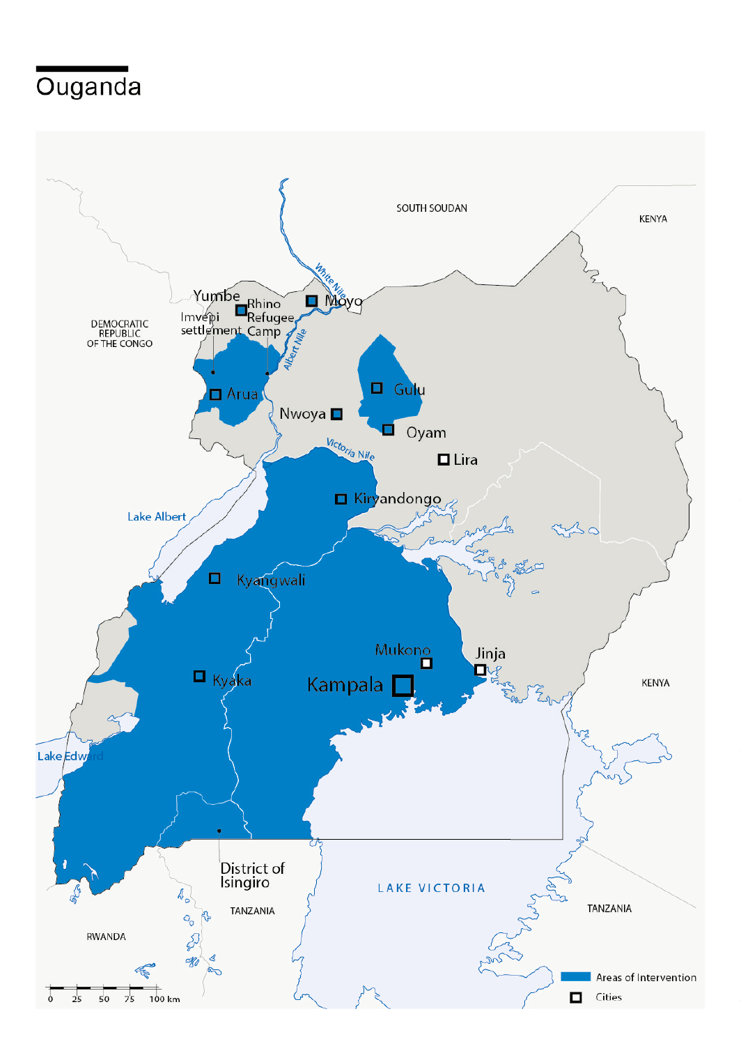 Karte des HI-Einsatzes in Uganda
