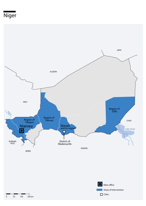 Karte des HI-Einsatzes im Niger
