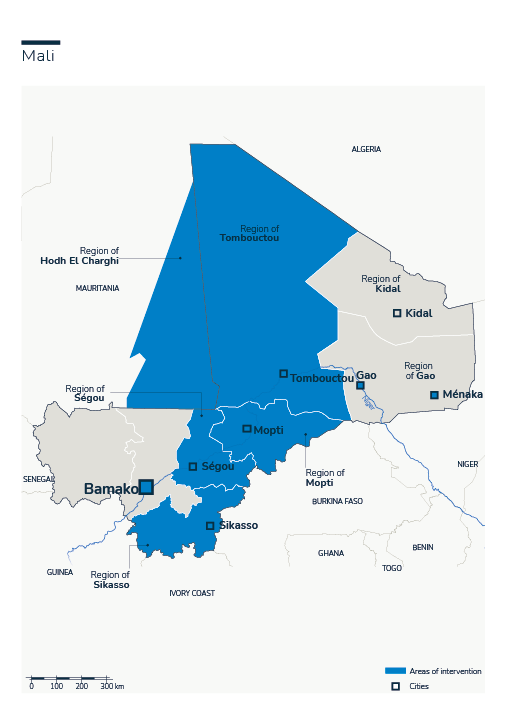 Karte des HI-Einsatzes in Mali