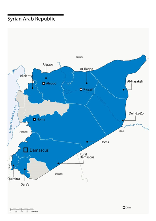 Karte der HI Einsätze in Syrien