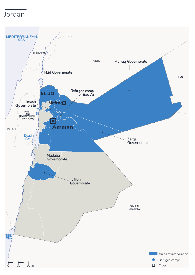 Karte des HI-Einsatzes in Jordanien
