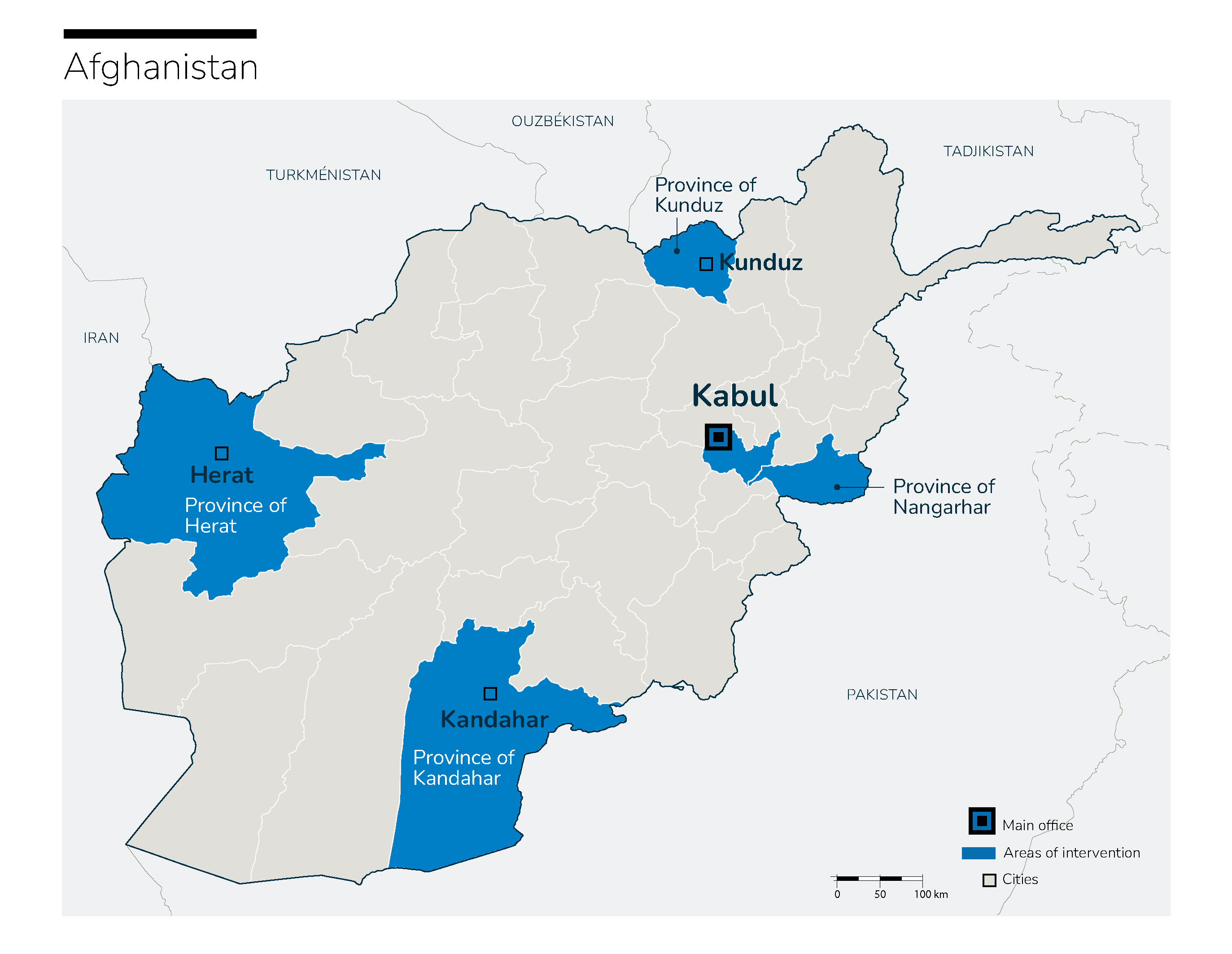 Karte des HI-Einsatzes in Afghanistan