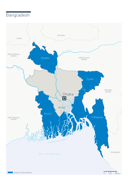 Karte des HI-Einsatzes in Bangladesch