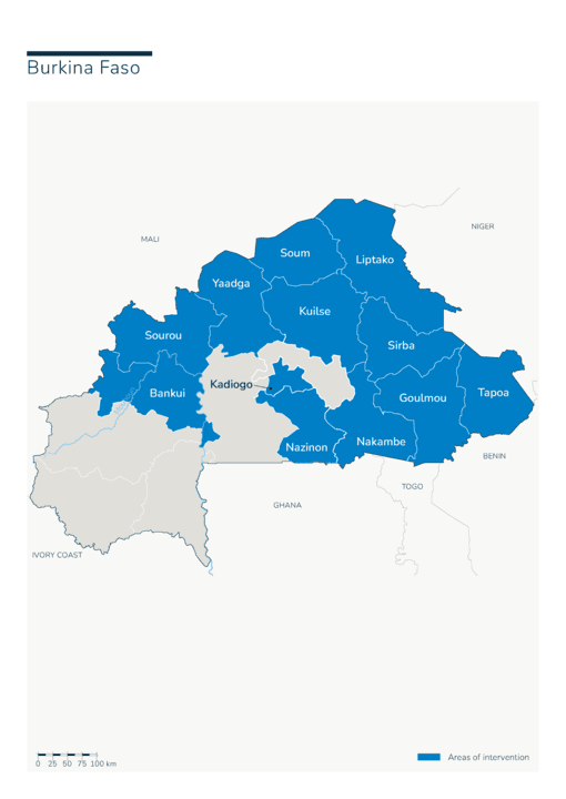 Karte des HI-Einsatzes in Burkina Faso