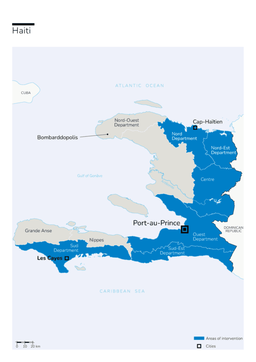 Karte des HI-Einsatzes in Haiti