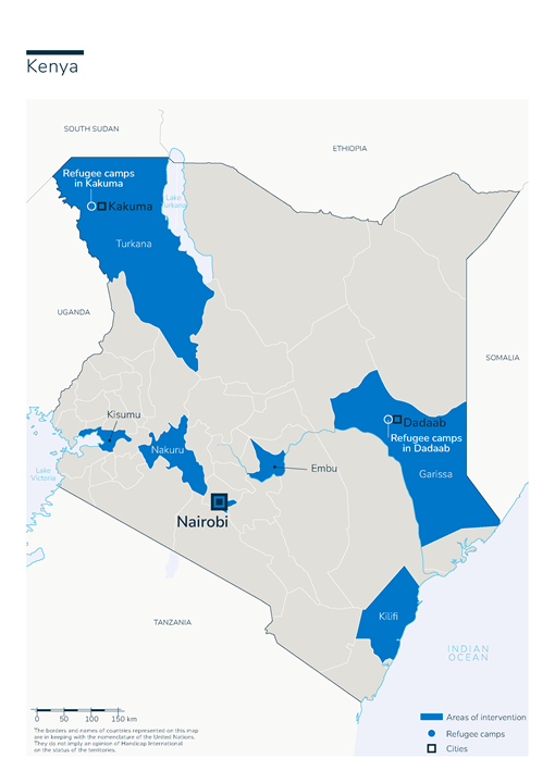 Karte des HI-Einsatzes in Kenia