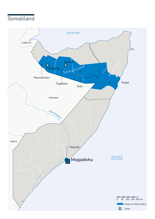 Karte des HI-Einsatzes Somalia (Somaliland)