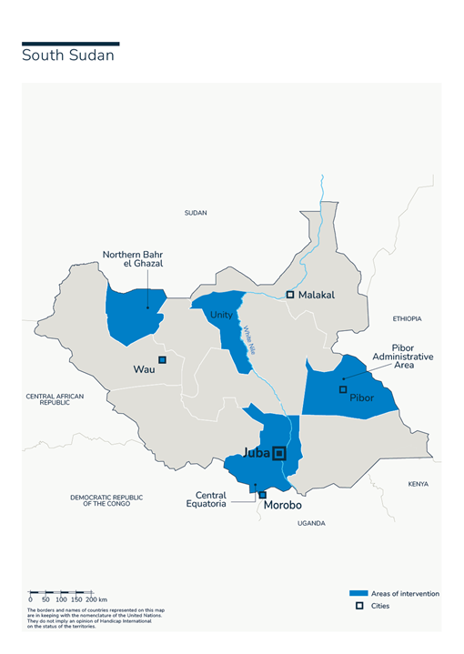 Karte des HI-Einsatzes im Südsudan
