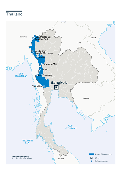  Karte des HI-Einsatzes in Thailand