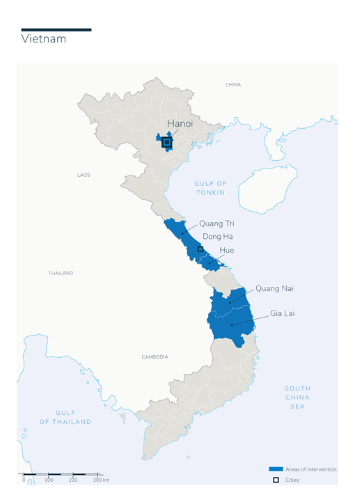 Karte des HI-Einsatzes in Vietnam